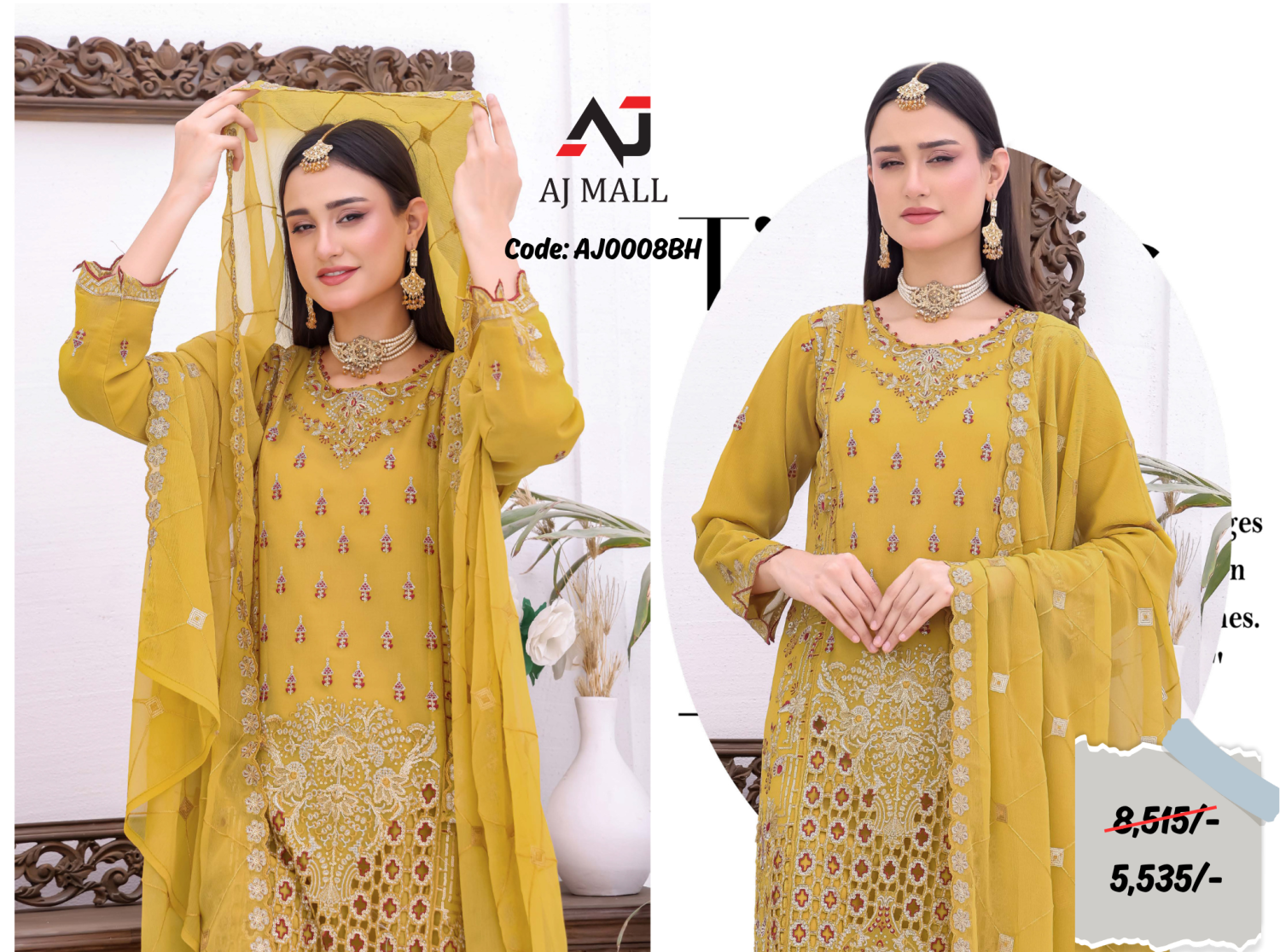 HORAIN LUXURY CHIFFON BIN HAMEED 3 PCS COLLECTION / AJ0008BH