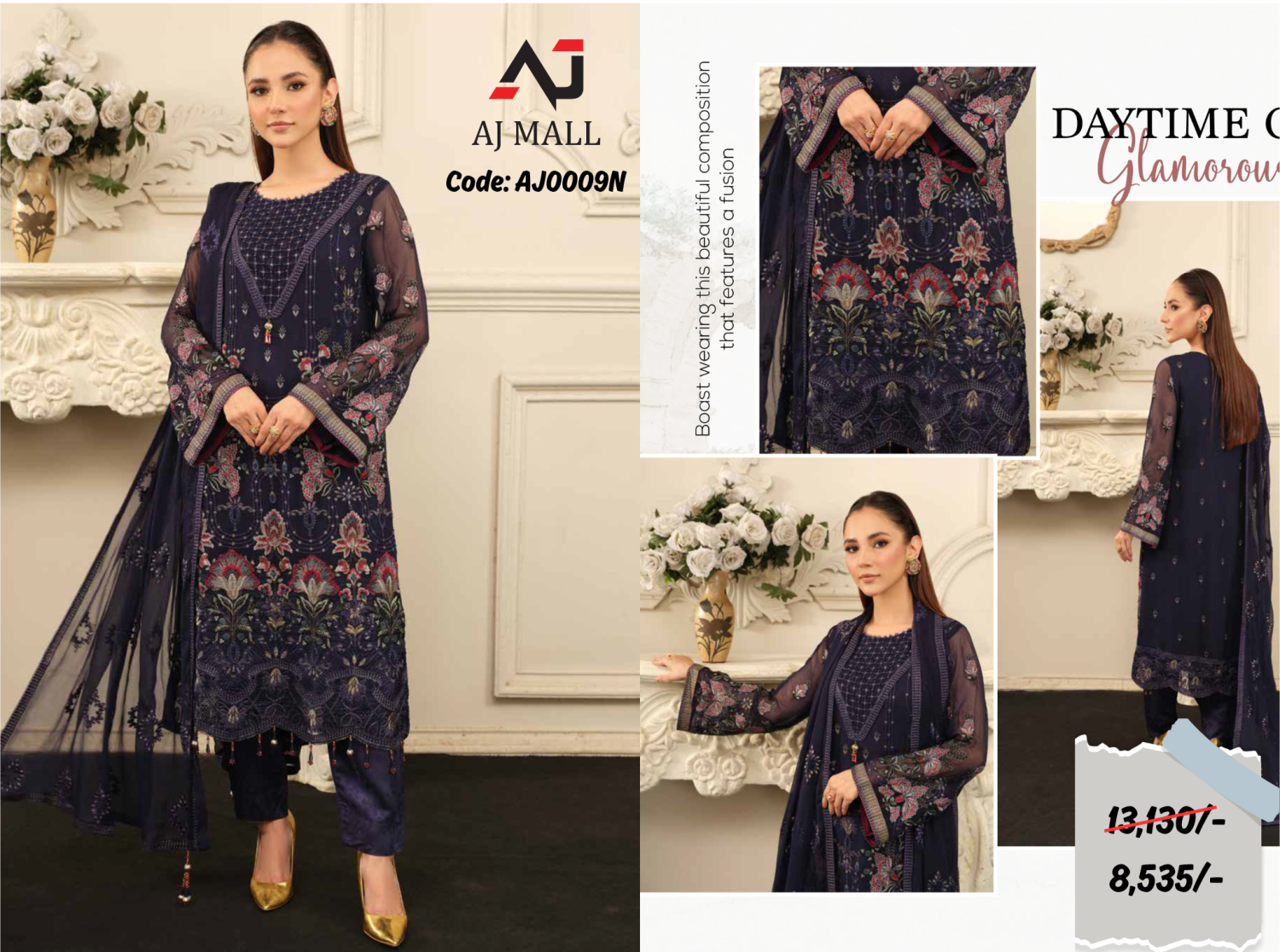 Noors Aliyna luxury chiffon 3 Pcs Collection / AJ0009N