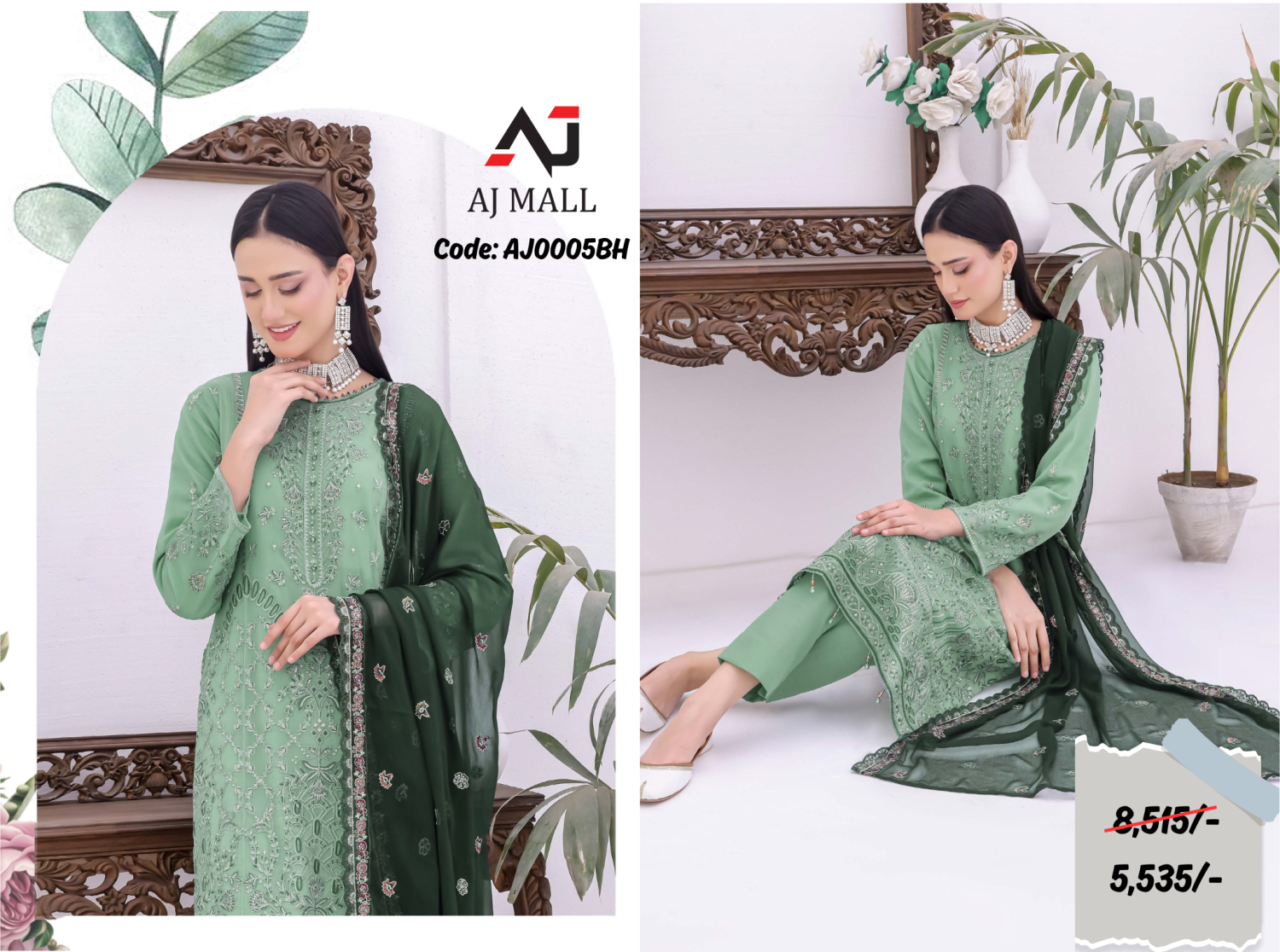 HORAIN LUXURY CHIFFON BIN HAMEED 3 PCS COLLECTION / AJ0005BH