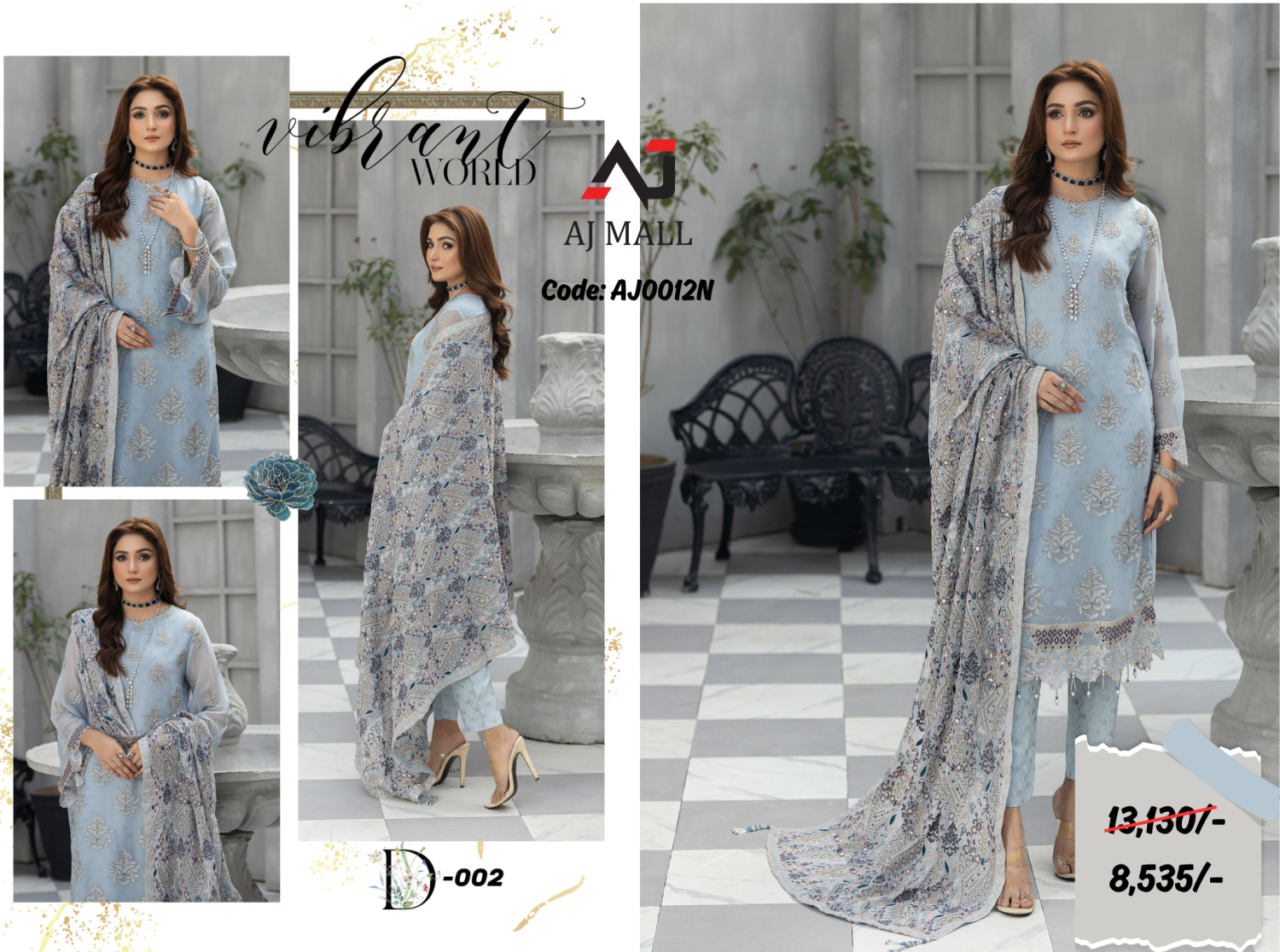 Noors Surmaya Luxury Chiffon 3 Pcs Collection / AJ0012N