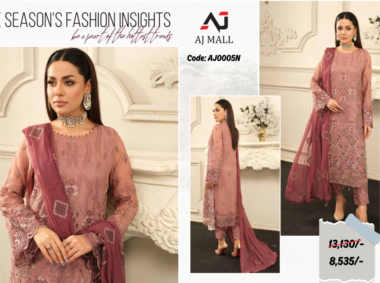 Noors Aliyna luxury chiffon 3 Pcs Collection / AJ0005N