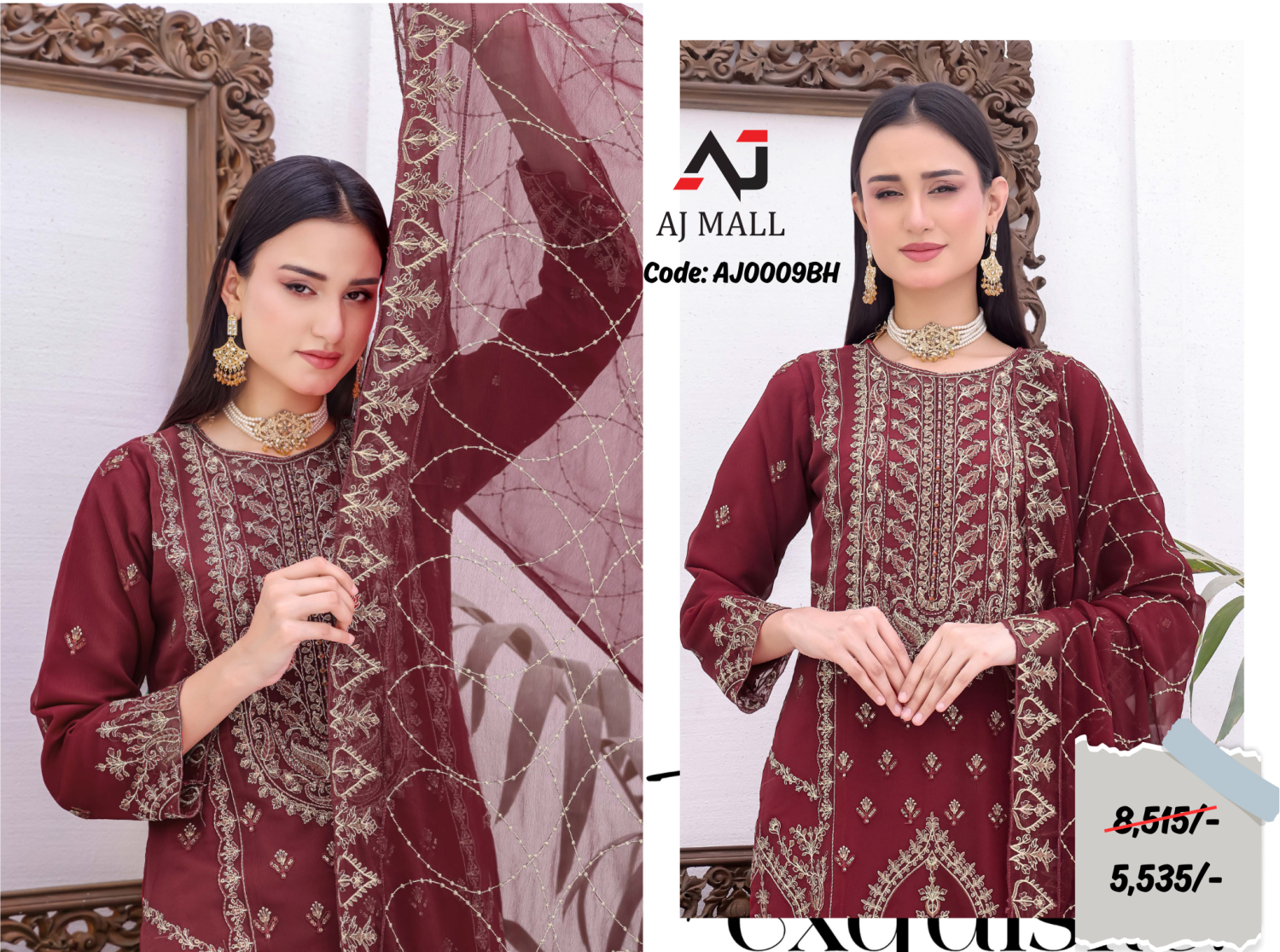 HORAIN LUXURY CHIFFON BIN HAMEED 3 PCS COLLECTION / AJ0009BH